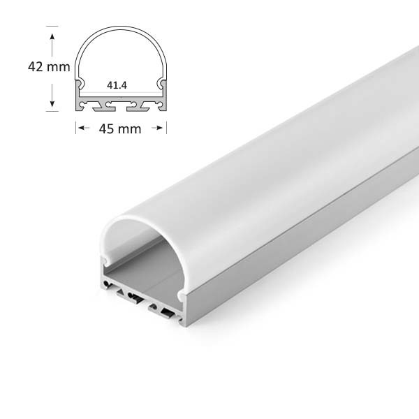 45mm Half Circle LED Aluminium Profile Linear Lighting Strip 180 Degree