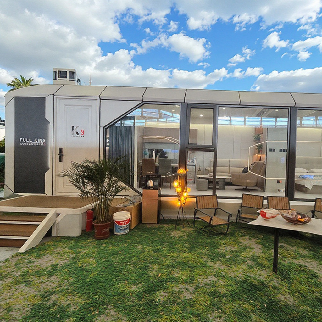 Multifunctional space capsule house with one bedroom one living room and one bathroom