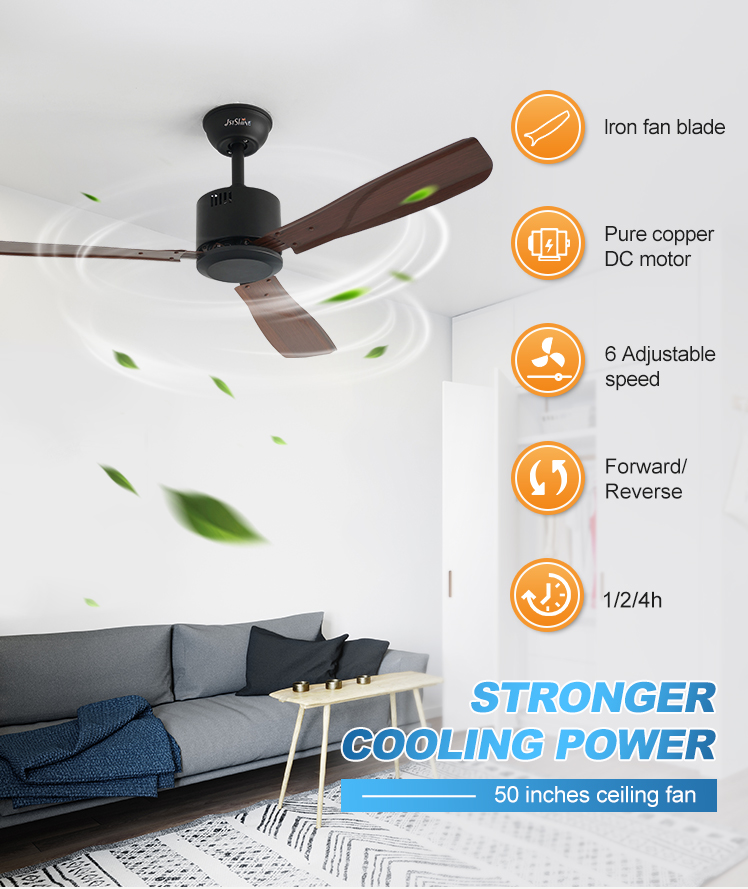 App-Controlled 50" Iron Ceiling Fan with High Volume Air Flow and Remote Control