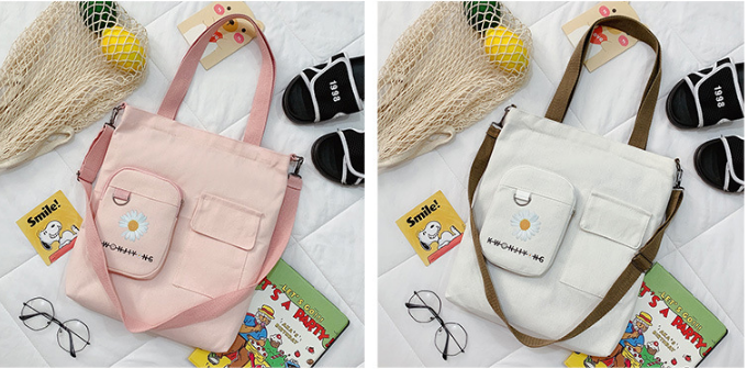 Basic Eco Canvas Bags Women Shopping Fashionable School Bag For Kids