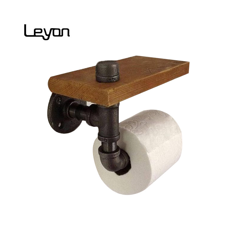 3/4" Black Industrial Pipe Toilet Paper Holder Carbon Steel Nipples BSPT / NPT Thread