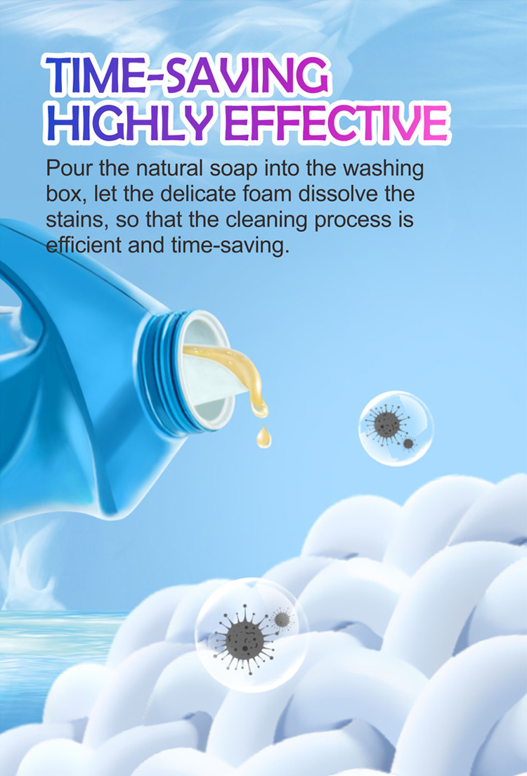 5 in 1 Liquid Laundry Detergent Stain Odor Remover Fabric Softener Color Brightener 2kg