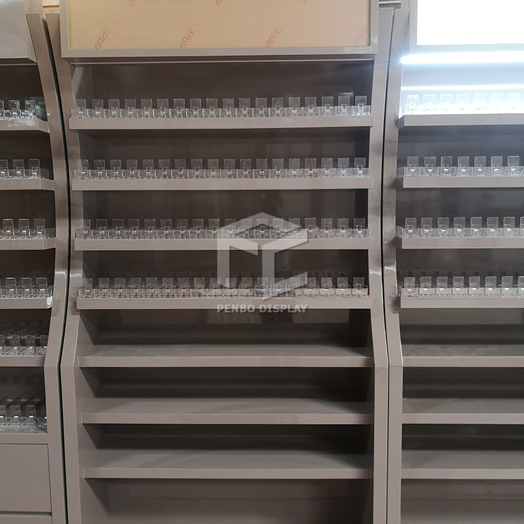 T5 LED Cigarette Shop Display Cabinet Brushed Metal Monomer Design