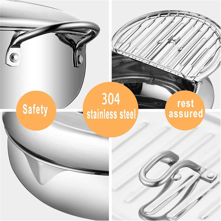 Custom Deep Frying Pots Restaurant Kitchen Fryer Pot Round Body Designed