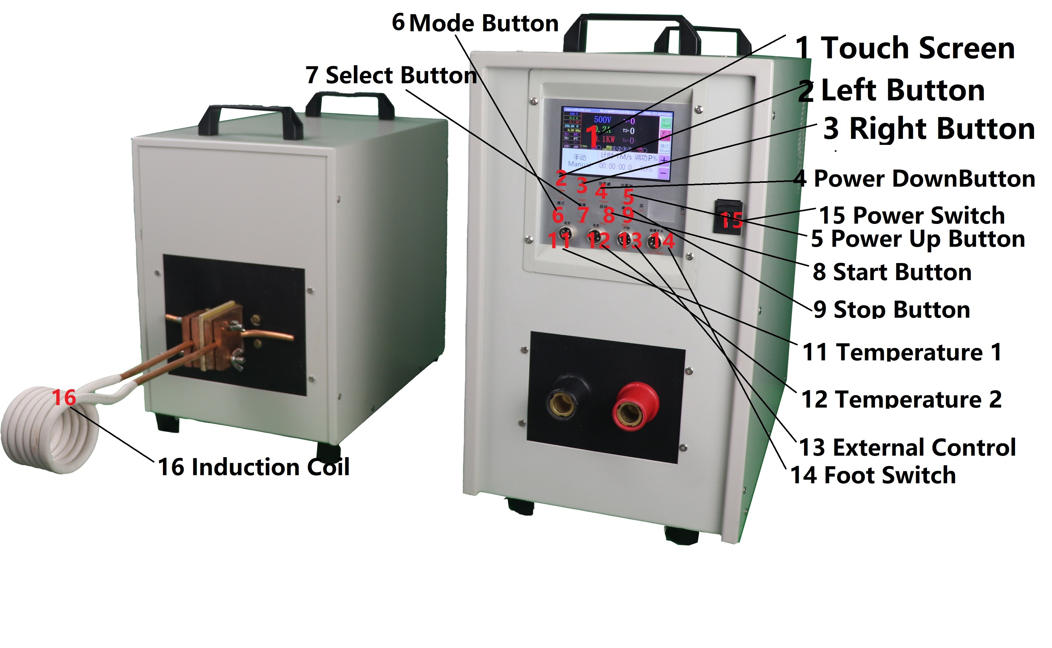 Digital 60KW Industrial Induction Heating Machine 50KHZ Induction Heater Melting Metal