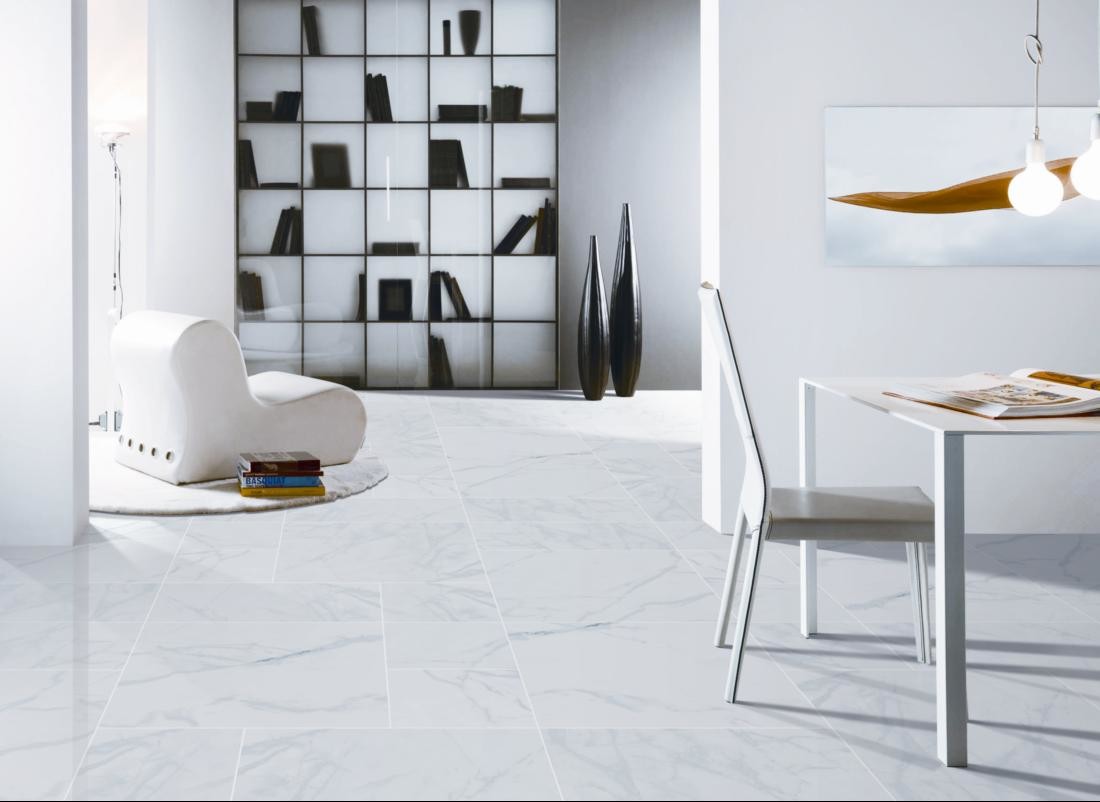 12mm Thickness Marble Look Porcelain Tile / Carrara Ceramic Wall Tiles