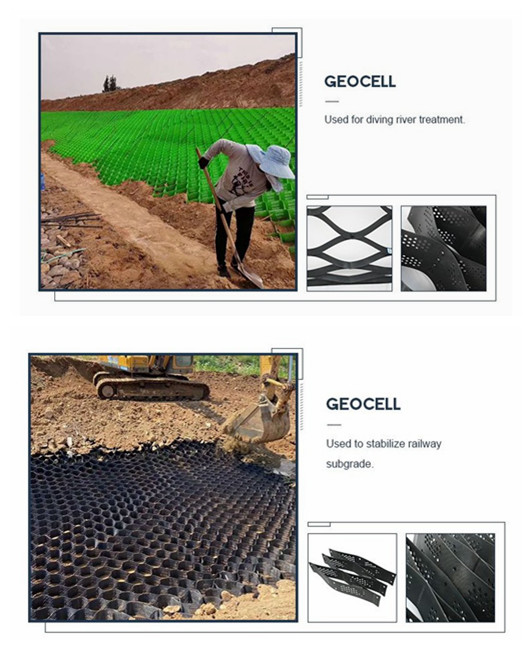50mm-300mm Hdpe Plastic Geocell in road construction Ground Reinforcement