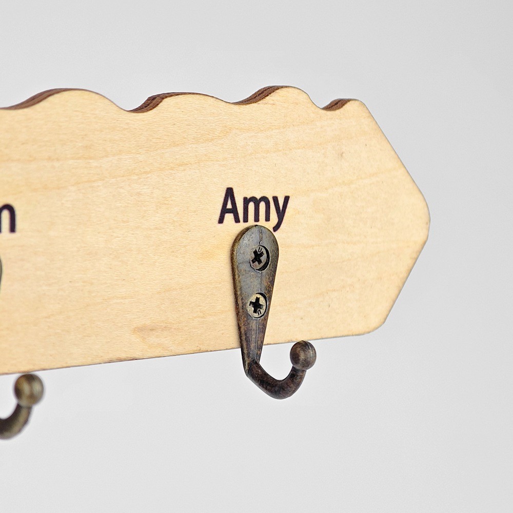 DIY Creative Sublimation Blank Wooden Key-Shaped Wall Hanging Holder With Hooks For Sublimation Photos Printing