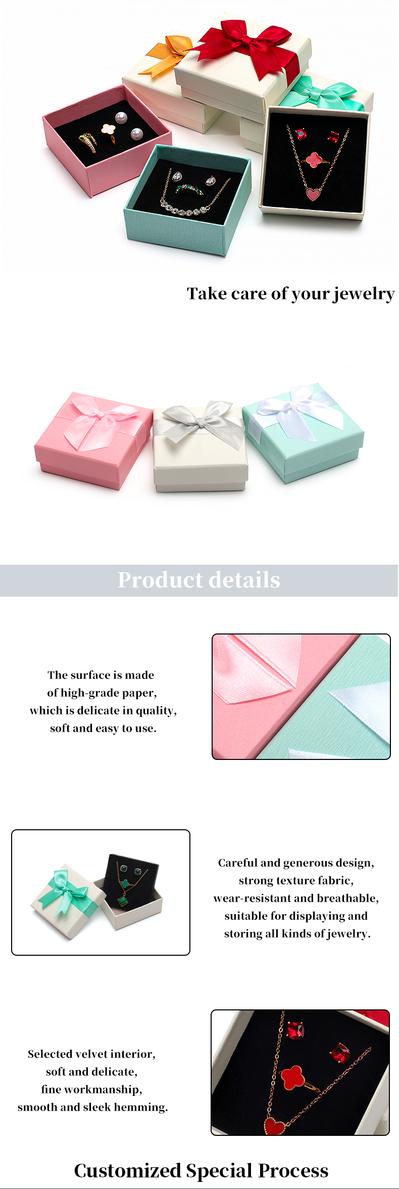 Luxury Custom Logo Small Cardboard Jewelry Storage Wrapping Paper Box Velvet Material