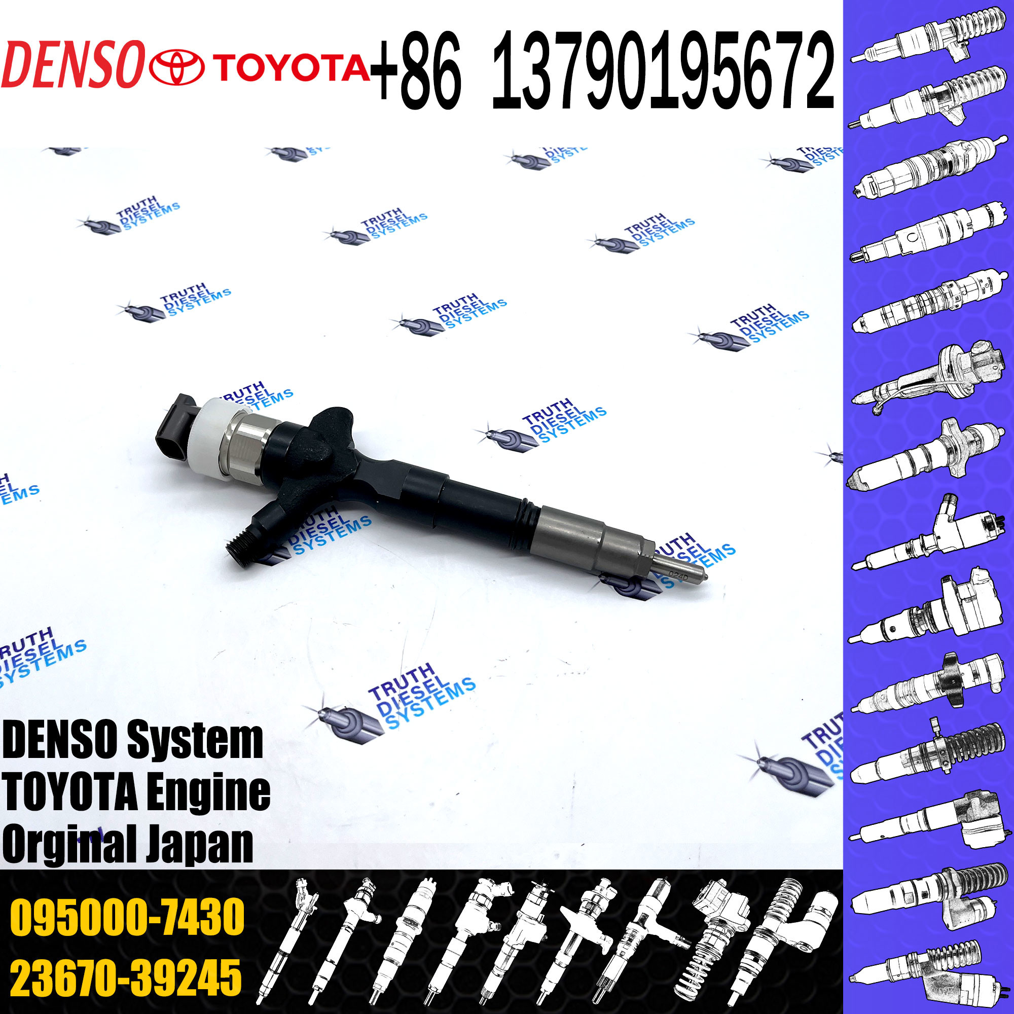 23670-39245 095000-7430 With Injector Nozzles Diesel Injectors And Diesel Common Rail Fuel Injector