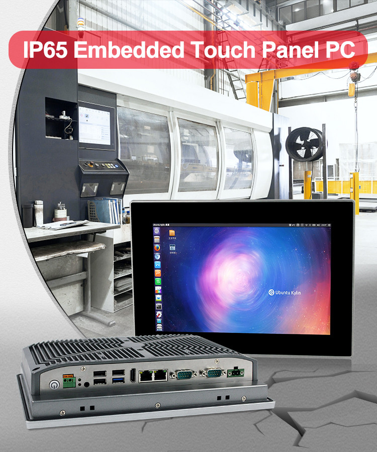 10 Inch Fanless Industrial Embedded Touch Panel PC J1900 RS232 RS422 RS485