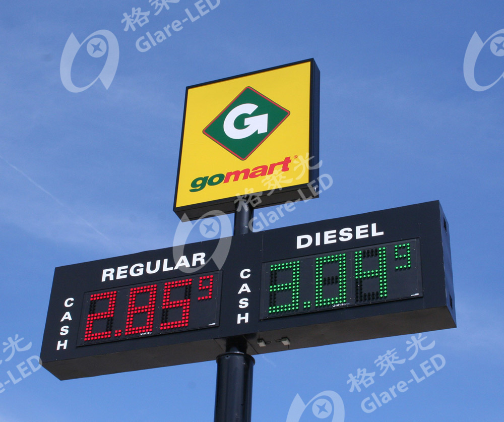 Outdoor Waterproof Gas LED Signs with Red Tube Chip Color 8.889/10 Number Format
