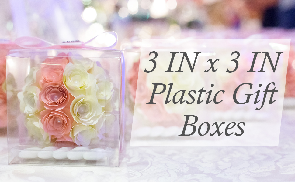 Clear favor boxes plastic gift box three inch 3 50 pack transparent small wedding party birthday 
