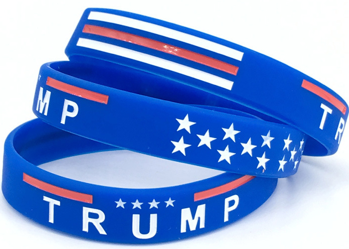 Blue color Silicone bracelet Trump Donald wrist strap custom OEM logo color size wrist