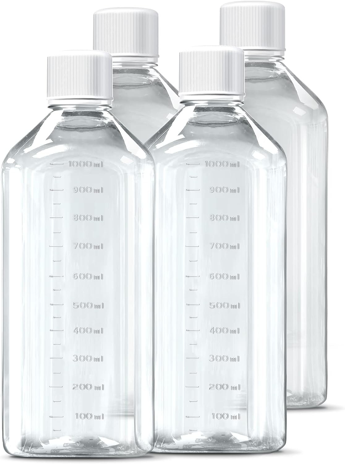 Laboratory Polypropylene Wide Mouth Reagent Bottle with Graduated Scale, Reusable Plastic Bottles with Caps