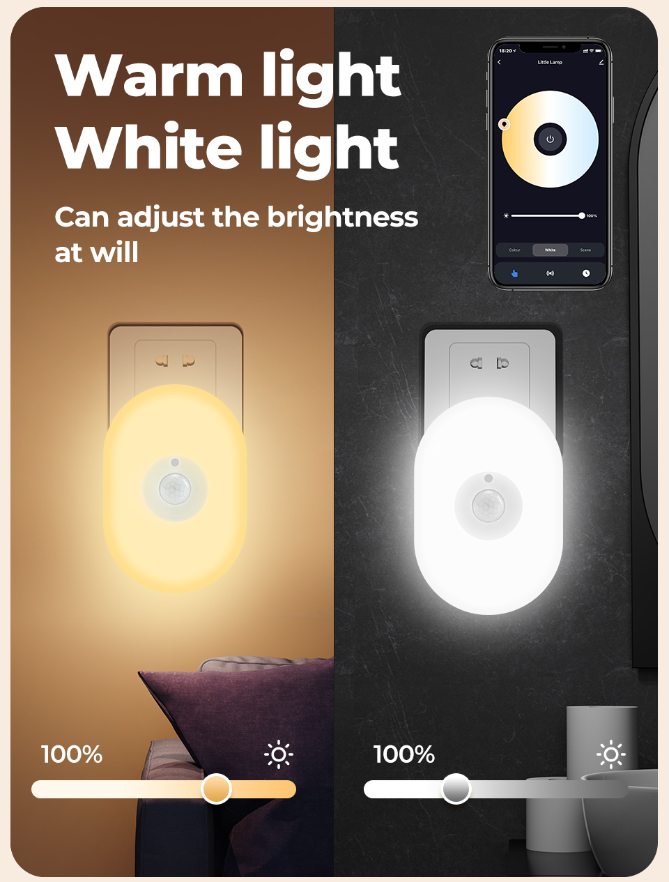 Oval Tuya Pir Sensor Night Light Bathroom Motion Sensor Night Light