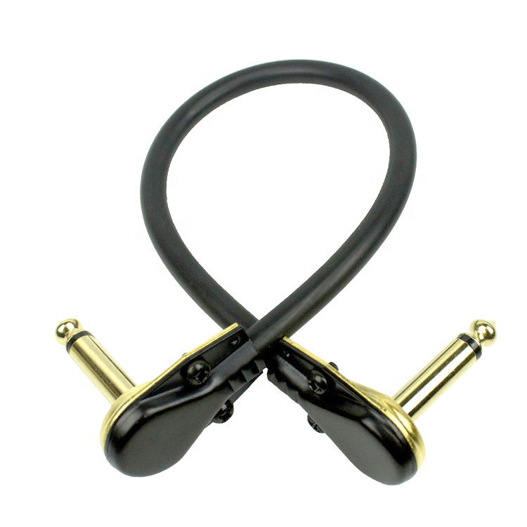 1/4 Inch Golden Right Angle Mono TS Jack Instrument Cord Guitar Patch Cable