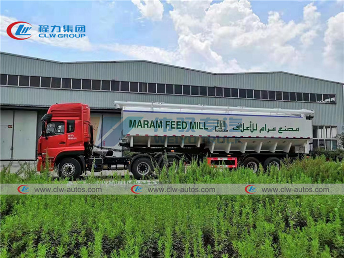 Tri Axle 25T 30T Hydraulic Livestock Feed Bulk Transport Semi Trailer