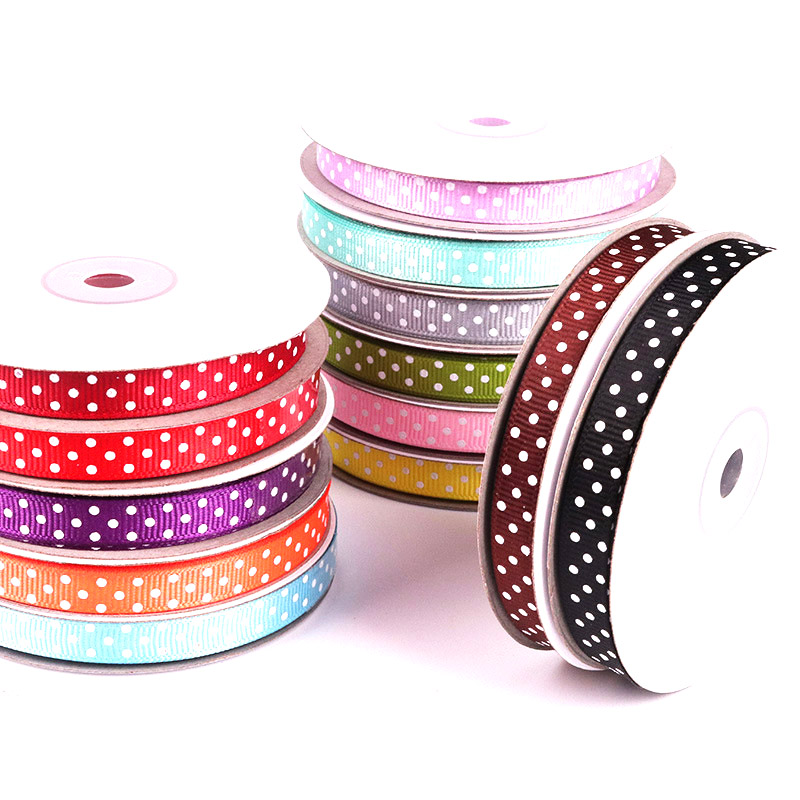 Polka Dots Printed Grosgrain Satin Ribbons For Wedding Decorations Bow Craft Card Gifts Wrapping