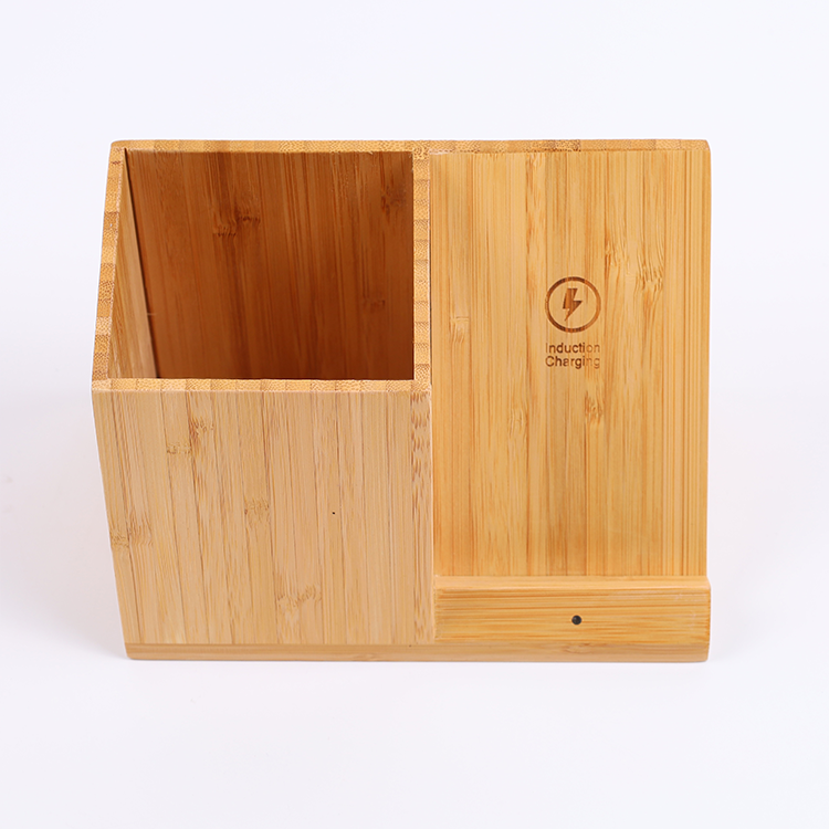 Eco-Friendly Living Room Wireless Charging Box with Injection Bamboo and Organizer