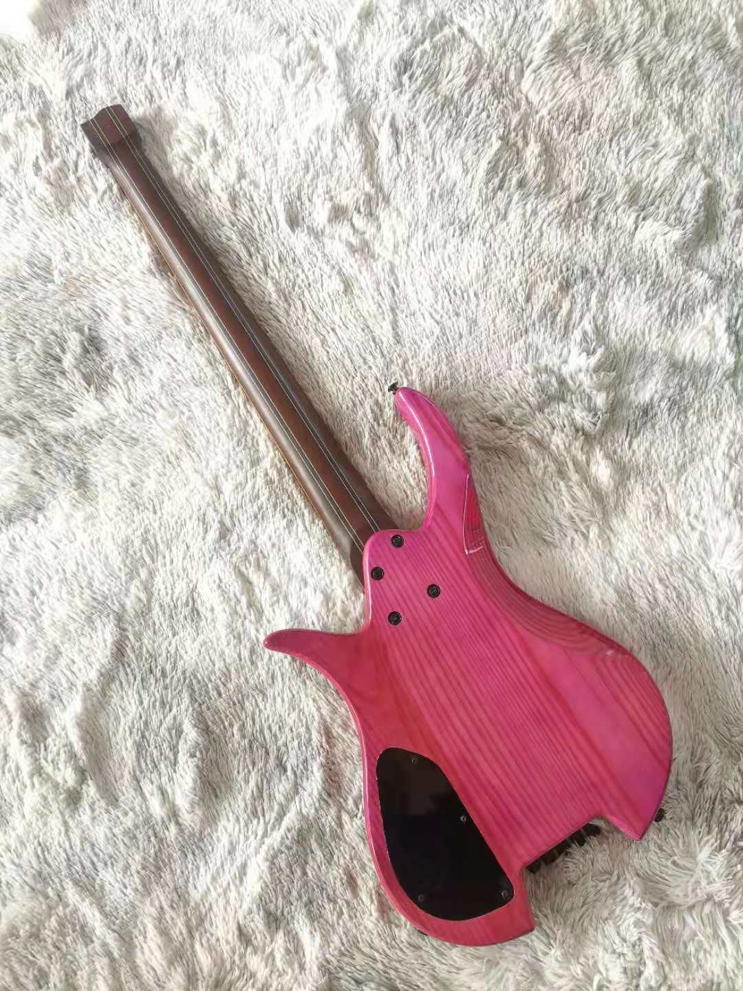 Ash Body Quilted Maple Top 9 Pieces Maple Neck Roasted Maple Fret Headless Bass 5 String Guitar Bass Free Shipping