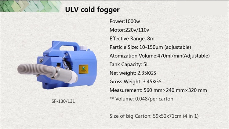 Power Ulv Cold Fogger Machine Hand Operated Spray Atomizer Battery Powered Ulv Fogger