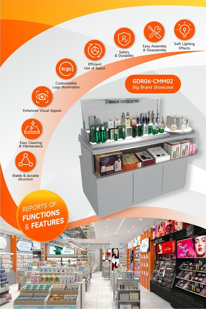 GDR06-CMM02 Beauty Display Stand with Optimized Display Space and Luxurious Style for Fashion Boutique