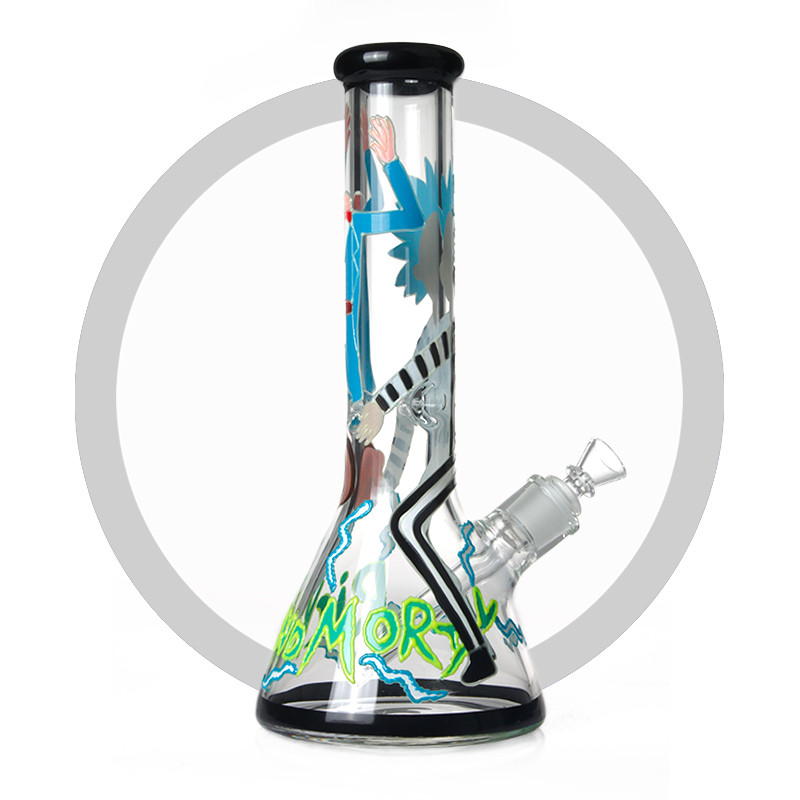 Latest Rick And Morty Art Bong 7mm Glass Smoking Hookah Pipe Christmas