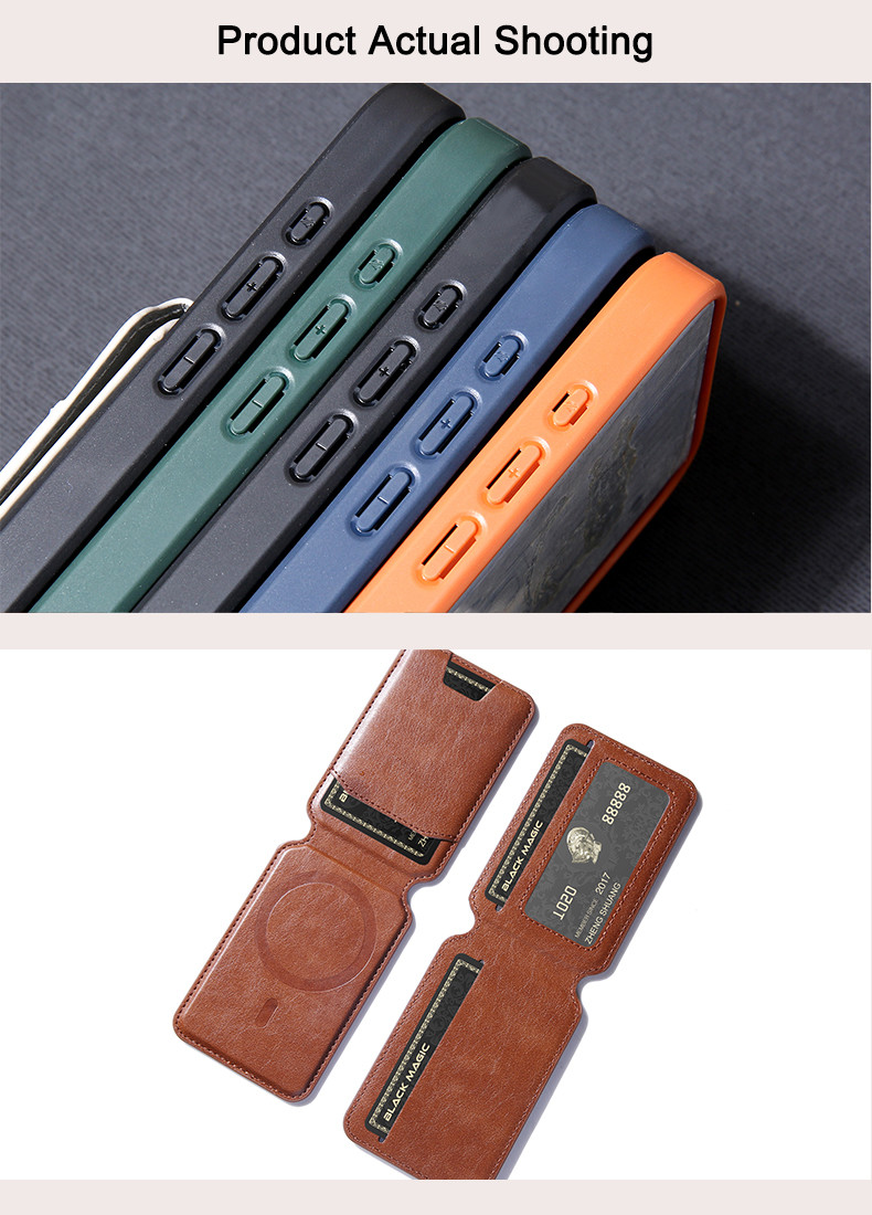 Custom Logo Leather Phone Case With Magsafe Wallet Stand Card Holder