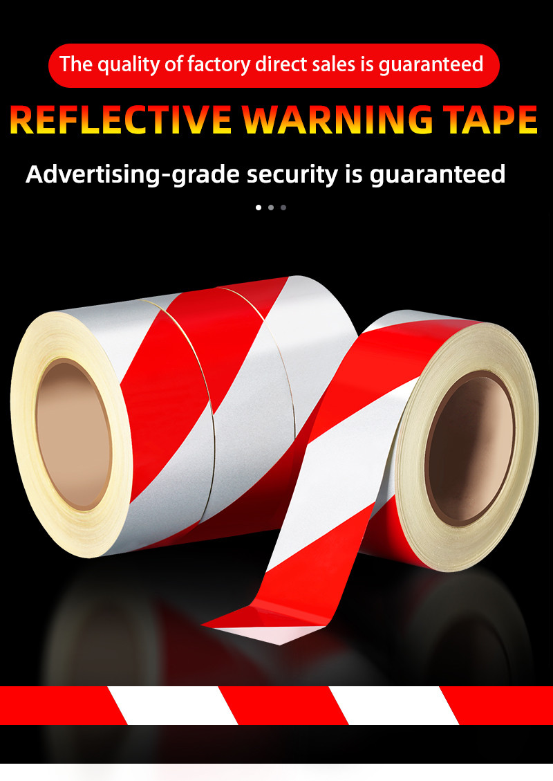 Detectable Red Green White Yellow Black Pvc Reflective Barricade Caution Warn Hazard Safety Warning Tape