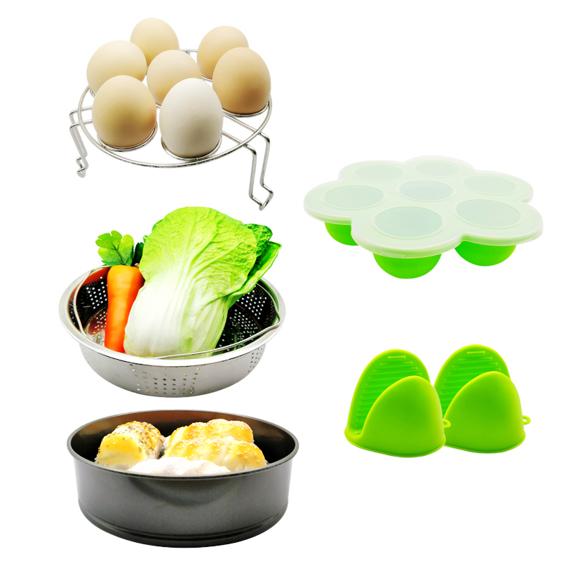 10pcs Various Combination Kitchen Set, Double Boiler Set Pressure Cooker Accessories Basket Pot Disk Holder Silicone Food Clip