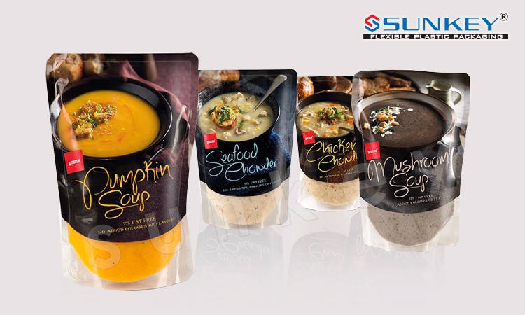 Closable Custom Heat Seal Stand Up Retort Pouch Sauces Soup Packaging Bags