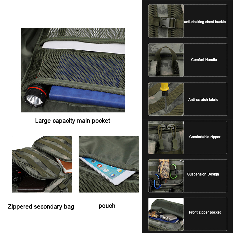 OEM Waterproof Tactical Outdoor Backpack , Unisex Camping Mountaineering Backpack