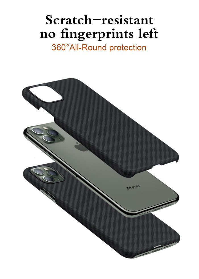 Matte Aramid Fiber Phone Case For iPhone 11 Pro Twill Style Protective Function