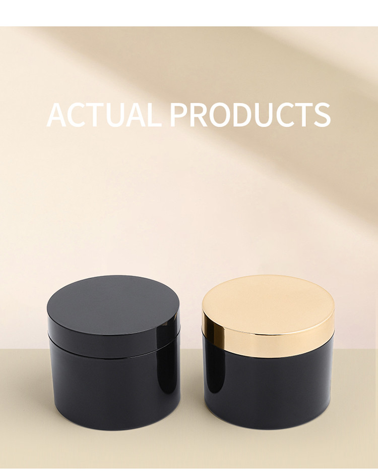Factory wholesale empty Glossy matte black dark pet cosmetic eye face cream jar