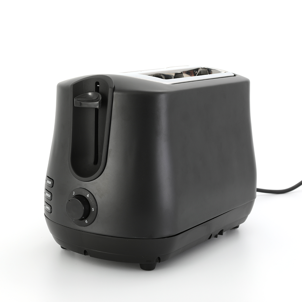 Black Wide Slot 2 Slice Toaster with Pop Up Reheat Defrost Functions 6-Shade Control toaster machine