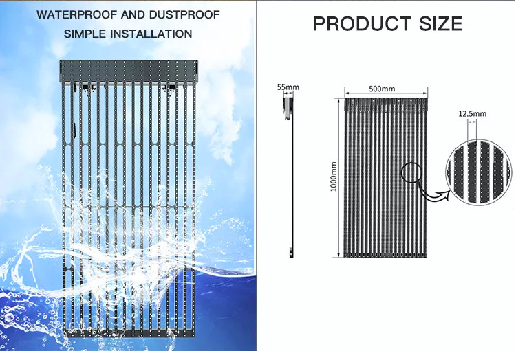 9300k Waterproof Glass Led Mesh Screen Wall High Brightness for Advertising