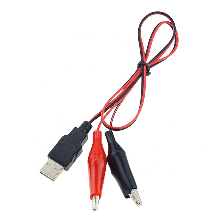 Crocodile Clamps Alligator Clip to USB A Male Test Wire Adapter Cable for Testing Circuit