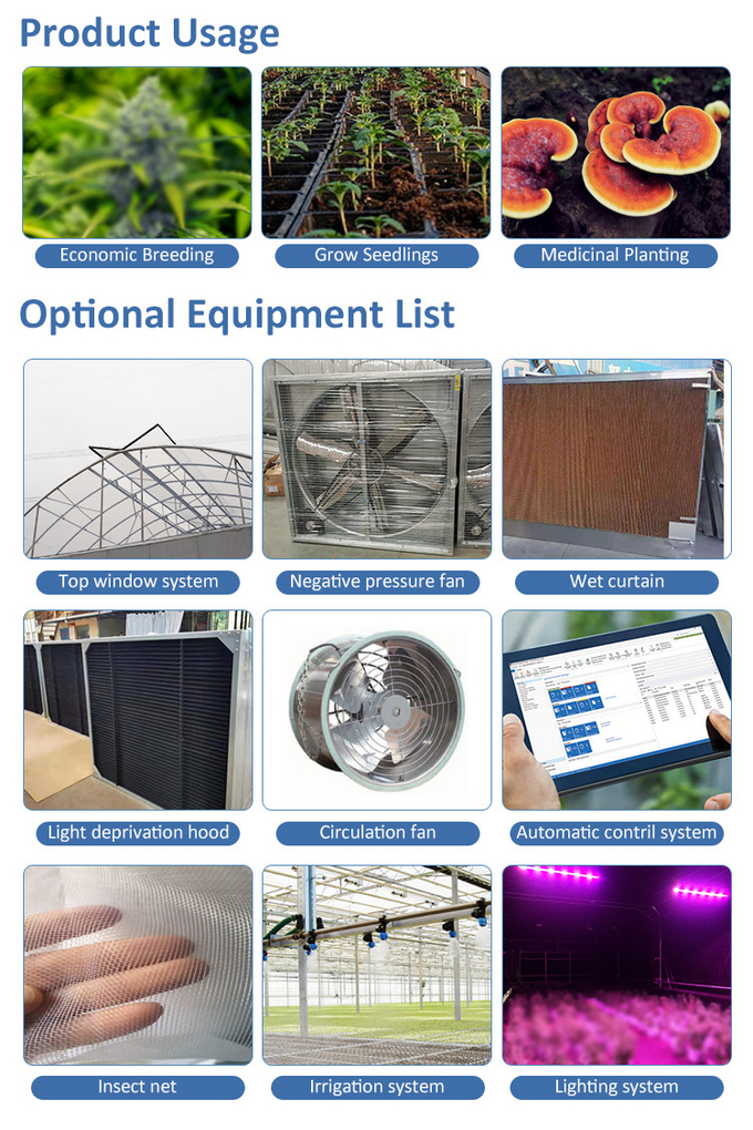 30x100 Meters Agricultural Dep Greenhouse Blackout System For Hemps Growing