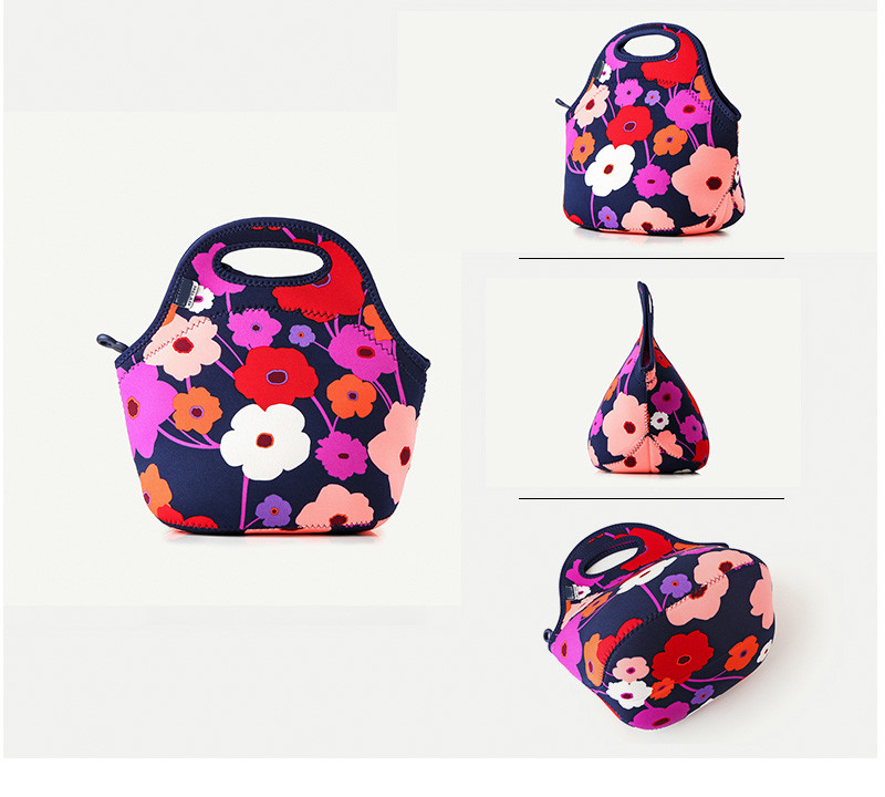 Flower Printing Waterproof Neoprene Bento Cooler Bag
