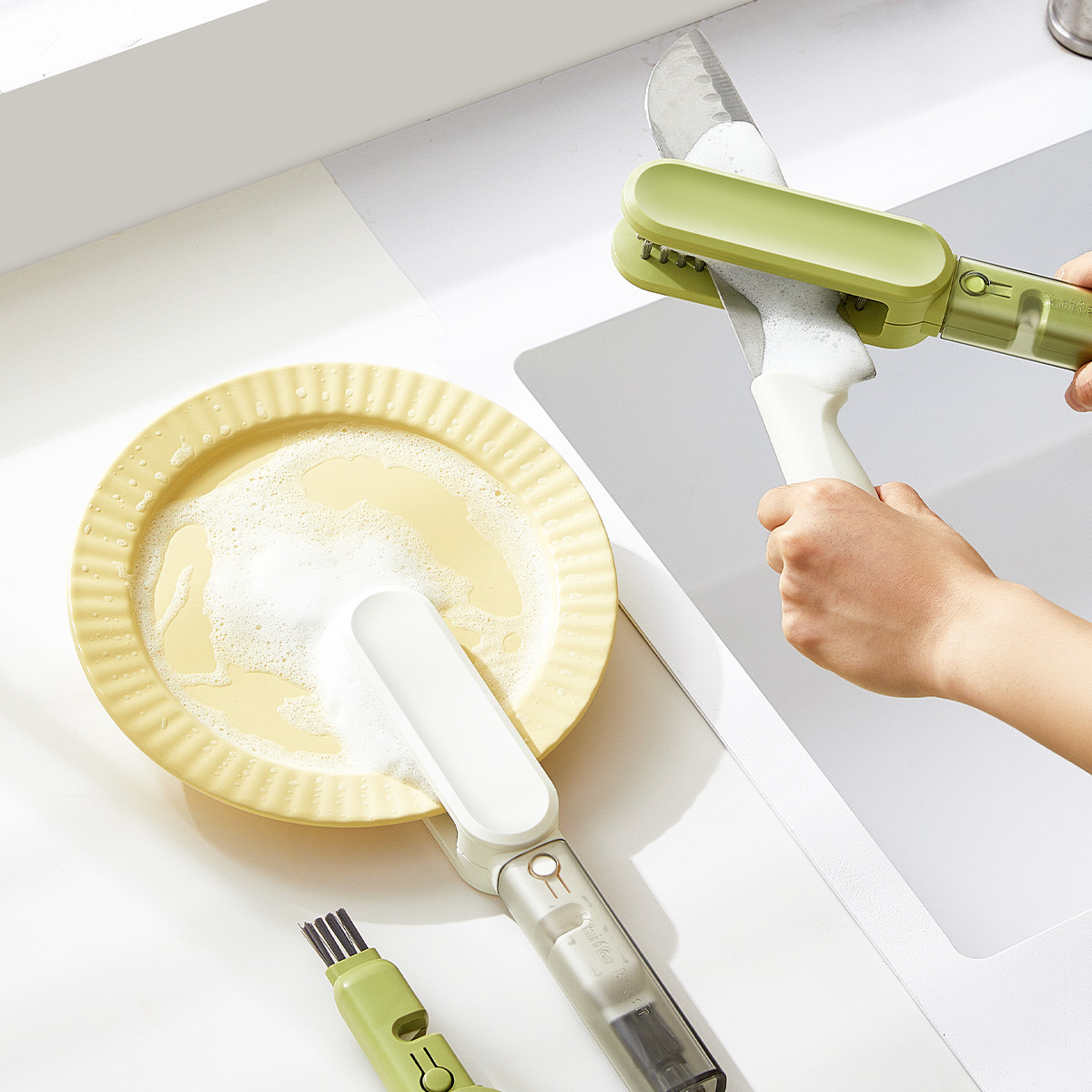 2024 Trend Kitchen Products Customized Packaging Multifunctional Knives Blade Cleaning Brush Set