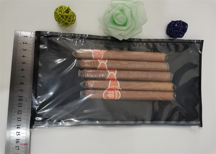 Brown LDPE Cigar Bag With Zippered Head Zip Lock Cigar Humidor Bags With Slider