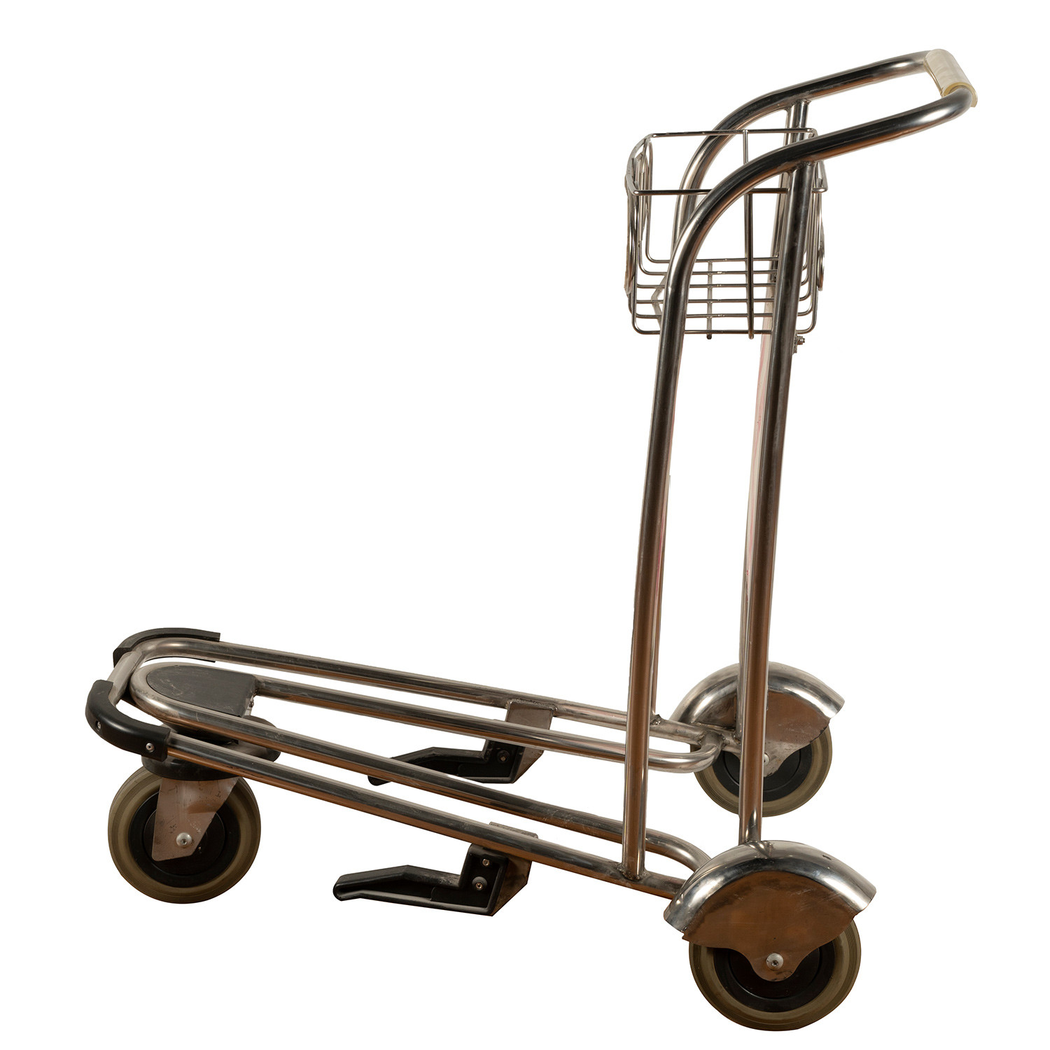 Duty Free Shop Travel Luggage Trolley Three Wheel Stainless Steel Luggage Trolley