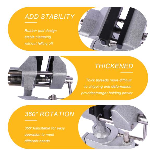 360° Silver Rotating Vacuum Bench Vise For Jewelry