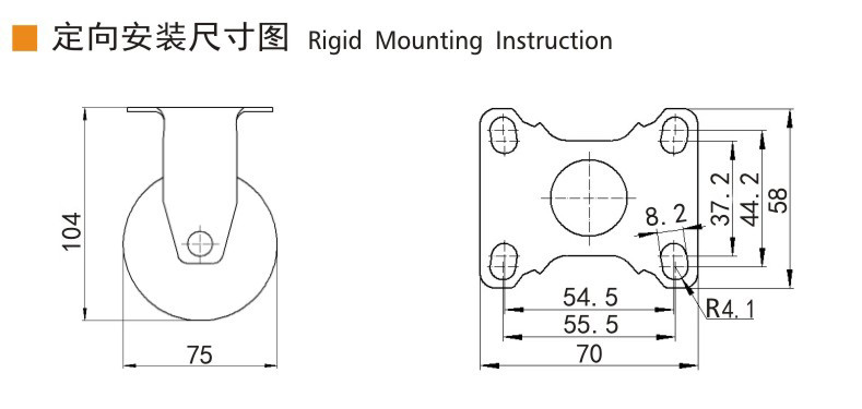 80kg load Light Duty Casters Zinc Coating 3 Inch Swivel Casters 363P-76