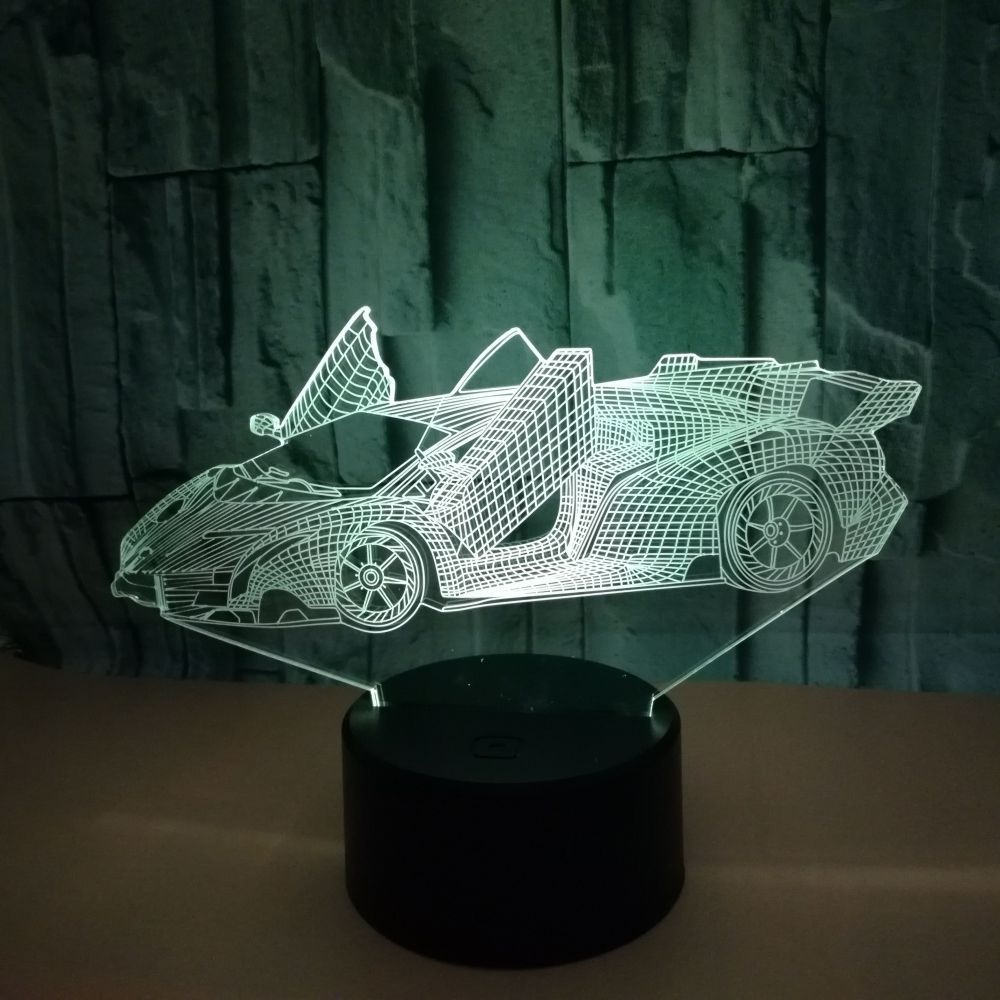 Creative sports car 3D small table lamp Advertising creative gift 3D visual light Colorful touch desktop night  light