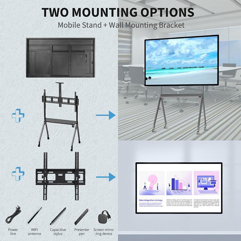 TWO MOUNTING OPTIONS Mobile Stand + Wall Mounting Bracket