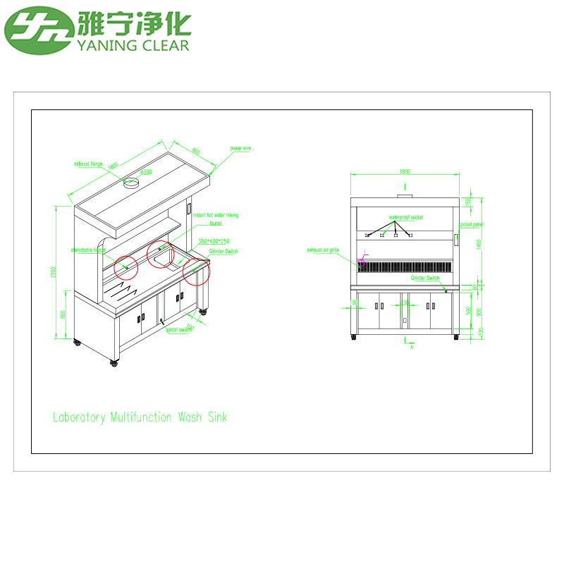 Laboratory 304 Stainless Steel Hand Wash Sink Multifunction Table Sampling With Stretchable Faucet