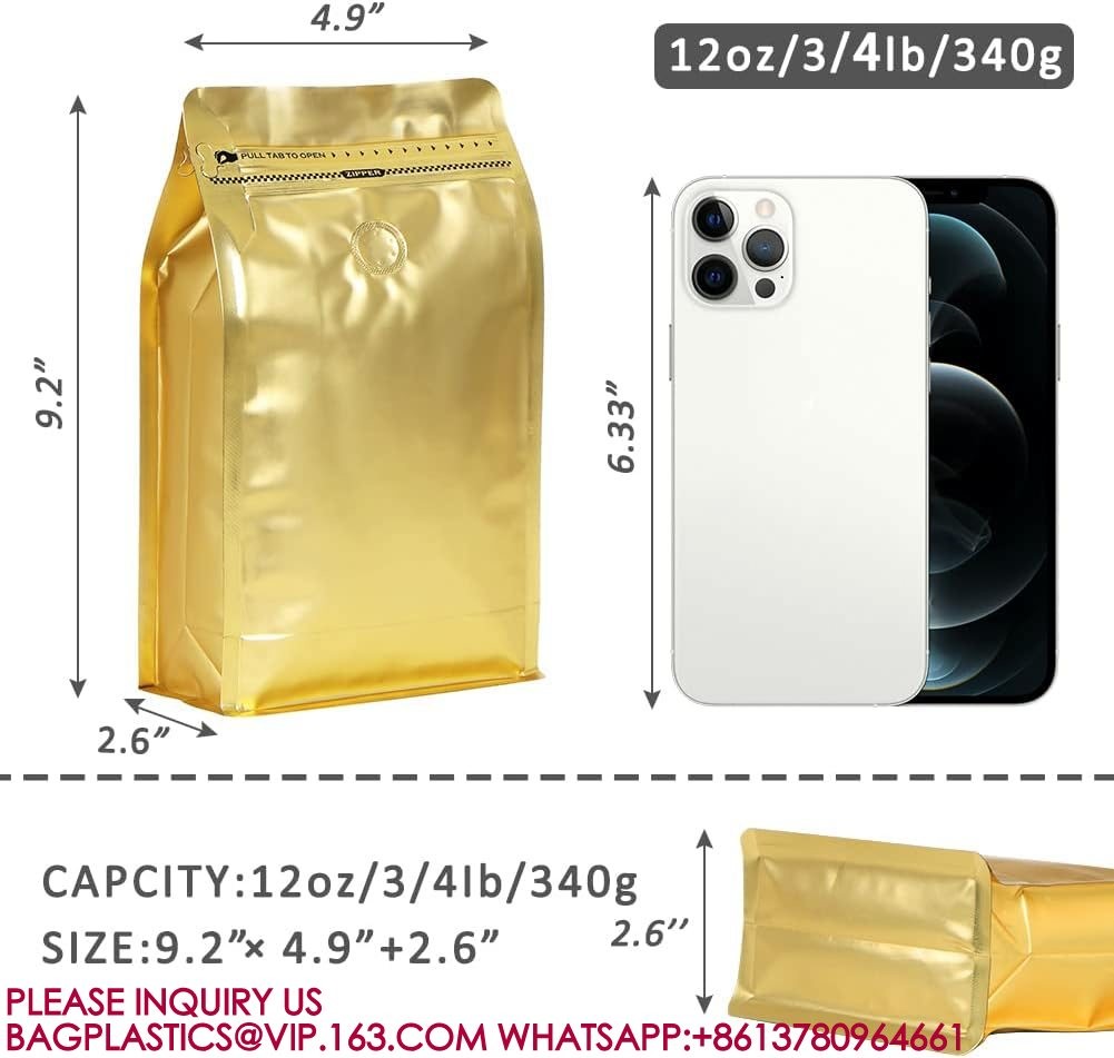 Sealable Coffee Bags Valve Barrier Flat Bottom Standing Coffee Beans Storage Bags pack