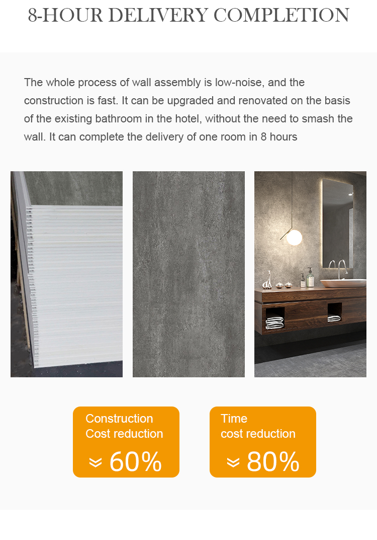 Stone Plastic Composite Wall Panel Eco-Friendly Simple Decor Wall Panels For Bathroom And Shower Room
